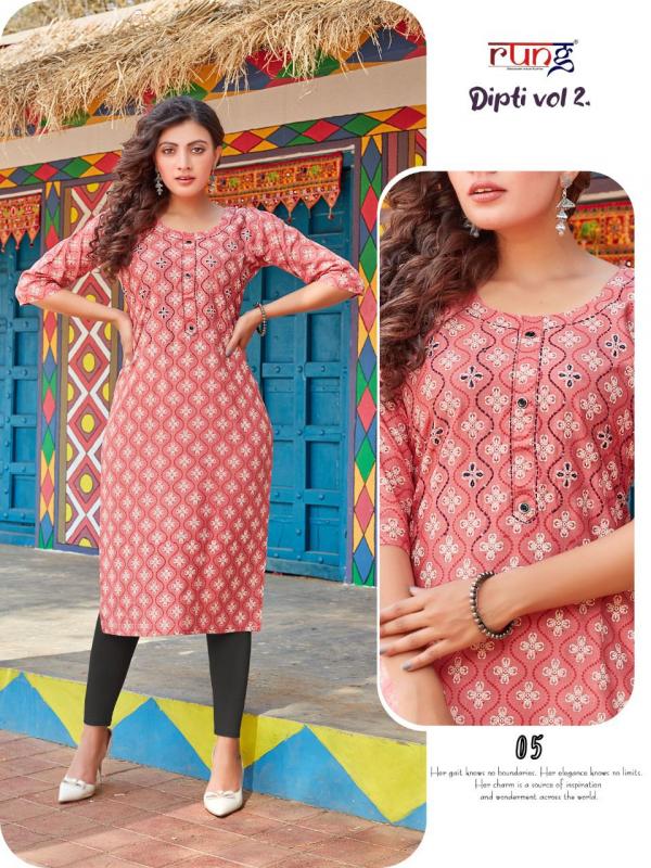 Rung Dipti 2 Heavy Slub Casual Wear Printed Kurti Collection